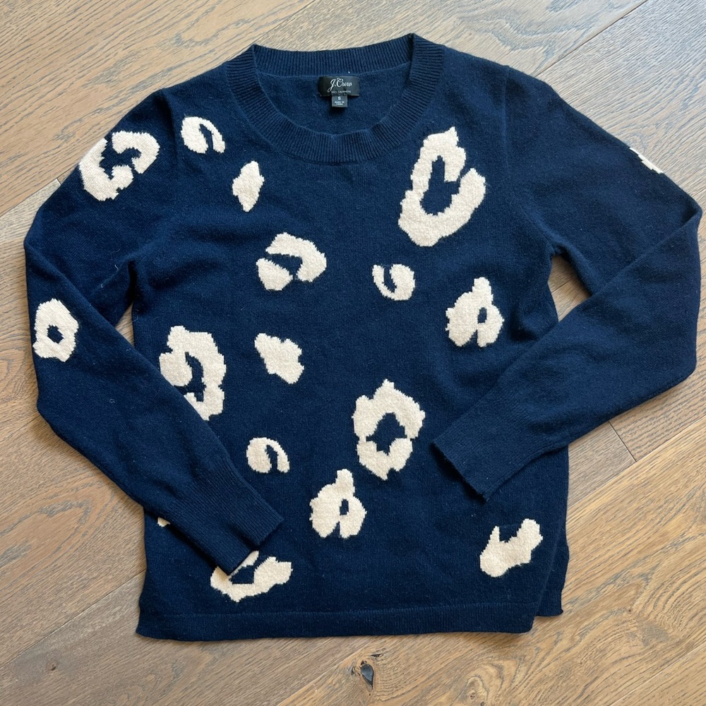 J.Crew 100% Cashmere Animal Print Sweater